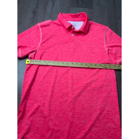 BKE Men’s Neon Coral Performance Polo Shirt Medium Stretch Golf Activewear - Picture 3 of 5